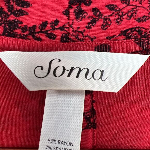 Soma Red & Black Lace Pattern Pajama Dress & Wrap Coat House Set Size XL/XXL - Picture 10 of 11